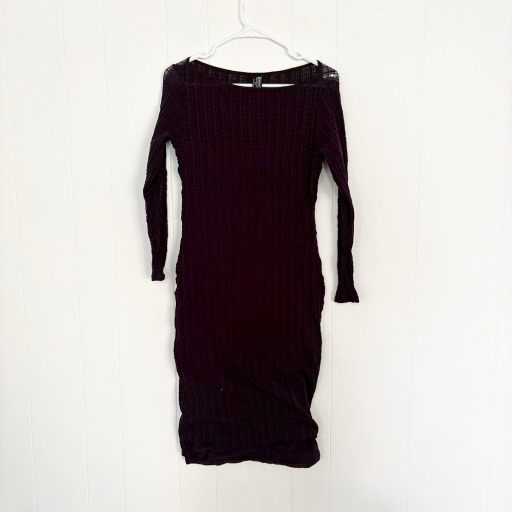 Wofford Lace Size Large Chic Long Sleeve Purple Dress MIDI Shaping